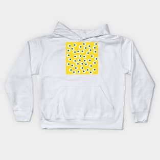 Cute Blue Eyes on Yellow Background Kids Hoodie